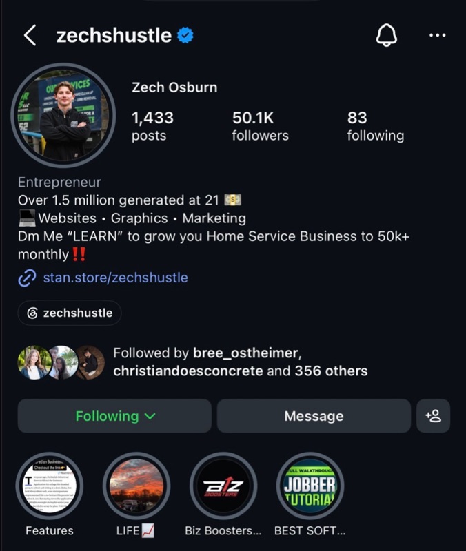 Zech Osburn — @zechshustle on Instagram